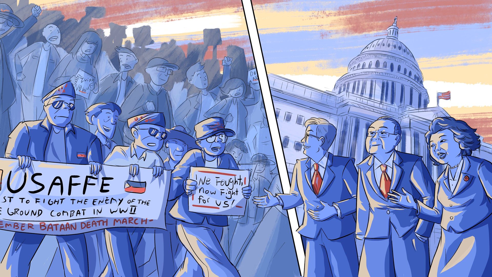 A group of people protesting