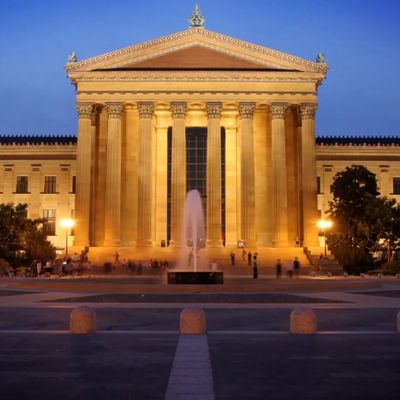 The Philadelphia museum of art at dusk.