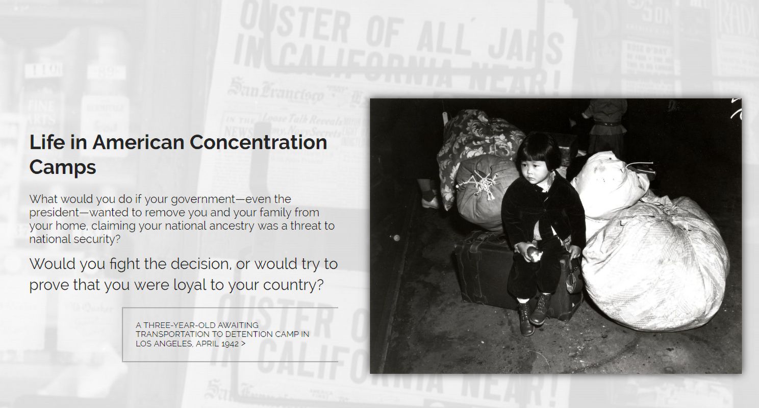 A historic image showing life in American concentration camp.