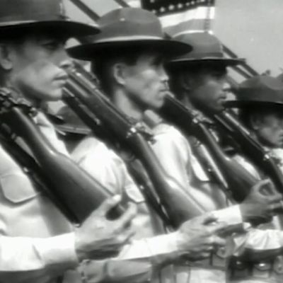 A group of soldiers marching