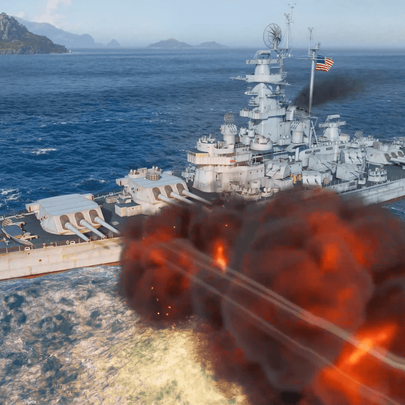 a rendering of a ship firing its cannons