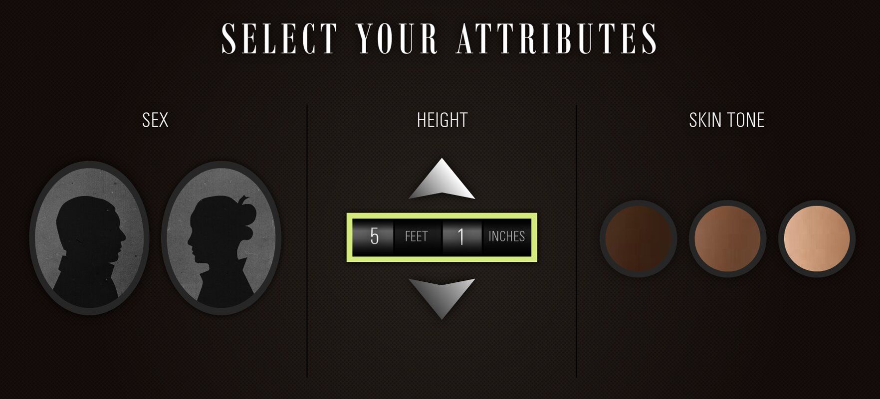 A "Select your attributes" screen.